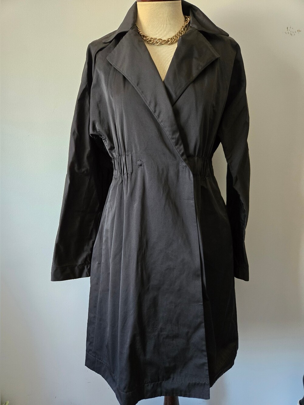 Theory Black trench with Elasticated Waist. Size M